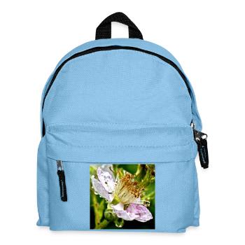 Botanische Eleganz Brombeerblüte Makro - Kinder Rucksack - Hellblau - Vorne