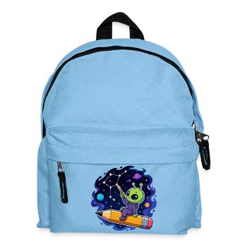 Alien on a pencil in the starry sky - Kids' Backpack - light blue - Front
