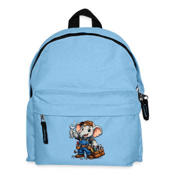Éléphant mécanicien en salopettes bleues - Sac à dos Enfant - bleu clair - Devant