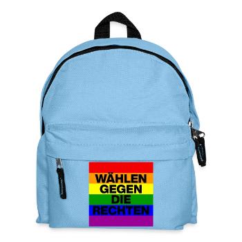 WÄHLEN GEGEN DIE RECHTEN, NIE WIEDER, NO NZS - Kinder Rucksack - Hellblau - Vorne