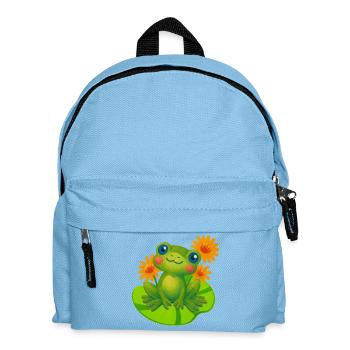 Cute frog between orange water lilies - Kids' Backpack - light blue - Front