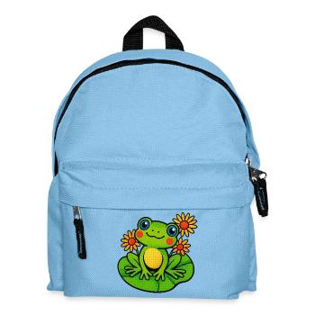 Frog with three sunny water lilies - Kids' Backpack - light blue - Front
