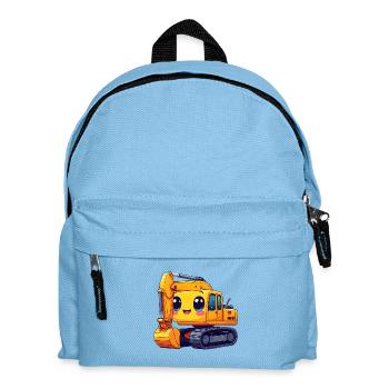 Niedlicher gelber Bagger im Kawaii-Comic-Stil – sü - Kinder Rucksack - Hellblau - Vorne