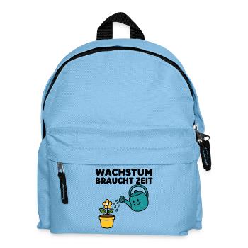 Wachstum braucht Zeit – Comic-Blume mit Gießkanne - Kinder Rucksack - Hellblau - Vorne