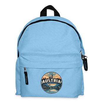 Retro Austria Hallstatt Lake Badge - Kids' Backpack - light blue - Front