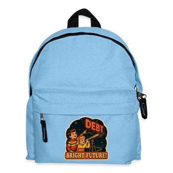 Bright Future Debt Satire Retro Poster - Kids' Backpack - light blue - Front