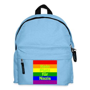 KEIN PLATZ FÜR NAZIS, NIE WIEDER, NO NZS, GRÜN - Kinder Rucksack - Hellblau - Vorne