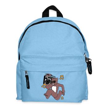 Retro DJ Teddy Bear with Boombox - Kids' Backpack - light blue - Front