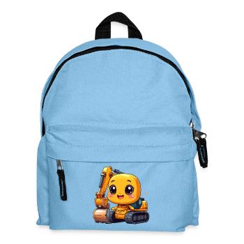 Yellow Kawaii Excavator – Cute Construction Site Motif - Kids' Backpack - light blue - Front