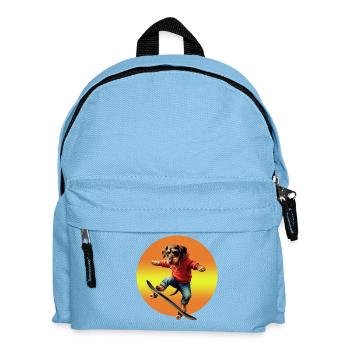 Skater Dachshund Oscar in Hoodie - Kids' Backpack - light blue - Front