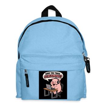 Pig at the headset desk - Kids' Backpack - light blue - Front