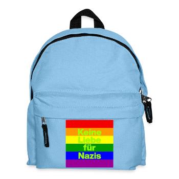 KEINE LIEBE FÜR NAZIS, NIE WIEDER, NO NZS, FRIEDEN - Kinder Rucksack - Hellblau - Vorne