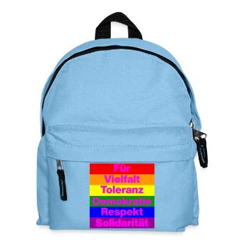 VIELFALT TOLERANZ DEMOKRATIE RESPEKT SOLIDARITÄT - Kinder Rucksack - Hellblau - Vorne