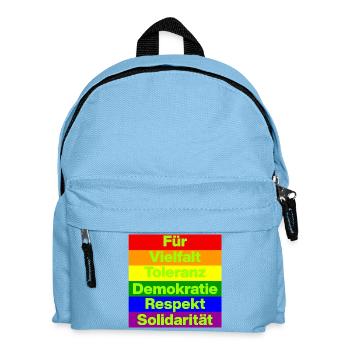 VIELFALT TOLERANZ DEMOKRATIE RESPEKT SOLIDARITÄT - Kinder Rucksack - Hellblau - Vorne