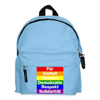 VIELFALT TOLERANZ DEMOKRATIE RESPEKT SOLIDARITÄT - Kinder Rucksack - Hellblau - Vorne