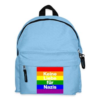 KEINE LIEBE FÜR NAZIS, NIE WIEDER, NO NZS, FRIEDEN - Kinder Rucksack - Hellblau - Vorne