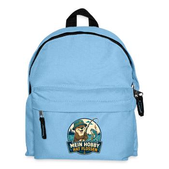 Mein Hobby hat Flossen – Angel-Otter - Kinder Rucksack - Hellblau - Vorne