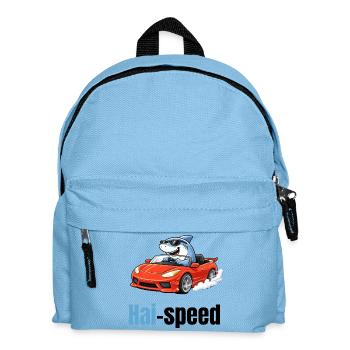 Haispeed | Un requin de dessin animé cool dans une voiture de sport - Sac à dos Enfant - bleu clair - Devant