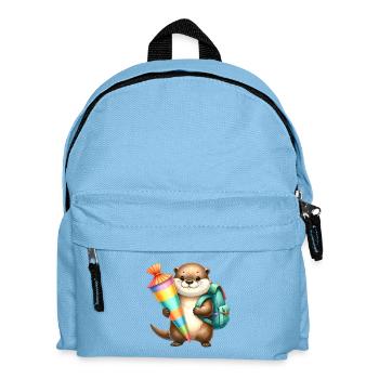 Petite loutre avec cône d’école et sacoche - Sac à dos Enfant - bleu clair - Devant