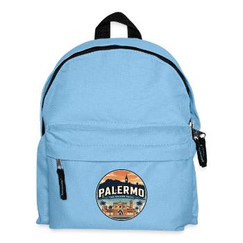 Reiseabzeichen der Kathedrale Retro Palermo - Kinder Rucksack - Hellblau - Vorne