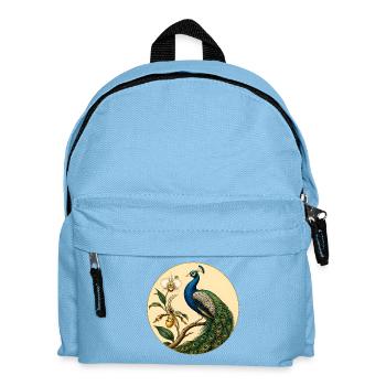 Paon Bleu sur Cercle Doré Floral - Sac à dos Enfant - bleu clair - Devant