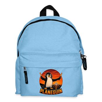 Platanguin, Pinguin und Flugzeuge - Kinder Rucksack - Hellblau - Vorne
