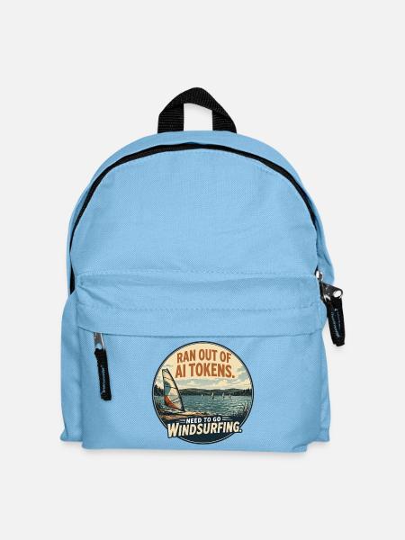 Windsurfen statt KI-Tokens - Kinder Rucksack - Hellblau