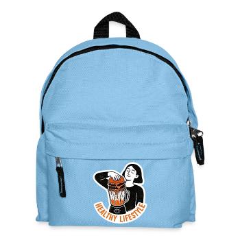Gesunder Lebensstil Ironie Burger Blender Meme - Kinder Rucksack - Hellblau - Vorne