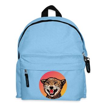 Farbenfrohes Leopard Design im Retro Look - Kinder Rucksack - Hellblau - Vorne