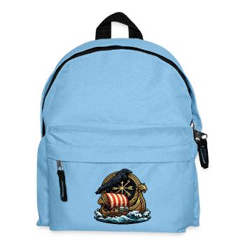 Rabenruder Viking-Schiff Emblem - Kinder Rucksack - Hellblau - Vorne