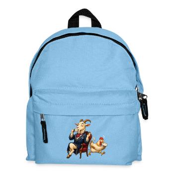 Ziege als Gentleman bei Tee mit hektischem Huhn - Kinder Rucksack - Hellblau - Vorne