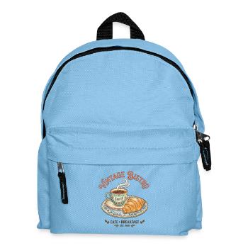 Vintage Bistro Kaffee Illustration - Kinder Rucksack - Hellblau - Vorne