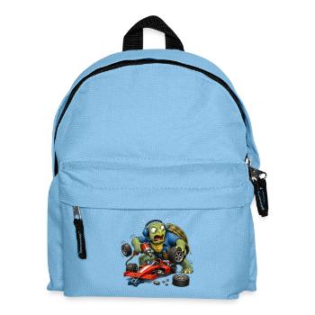 Turtle as a racing car mechanic pit stop - Kids' Backpack - light blue - Front