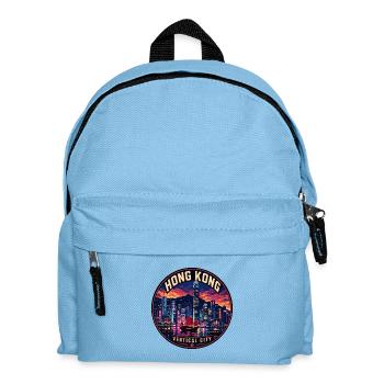 Hong Kong Skyline Vintage Travel Badge - Kids' Backpack - light blue - Front
