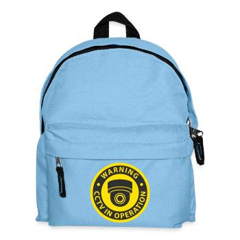 Warning CCTV Camera In Operation Sign - Kids' Backpack - light blue - Front