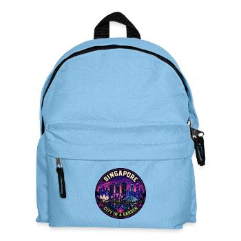 Singapore City in a Garden Vintage Badge - Kids' Backpack - light blue - Front