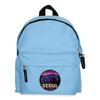 Seoul City of Soul Korea Vintage Travel Badge - Kids' Backpack - light blue - Front