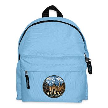 Retro Vienna Austria Vintage Travel Badge Sticker - Kids' Backpack - light blue - Front