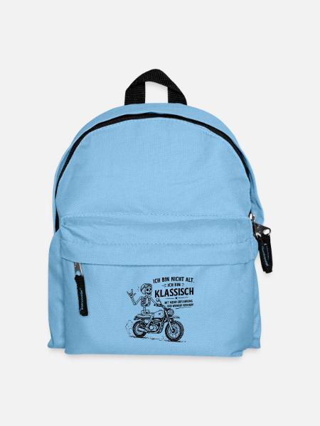 Klassisch Skelett auf Motorrad - Kinder Rucksack - Hellblau