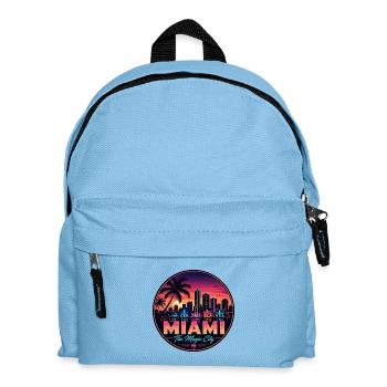 Miami Magic City Retro Sunset Palm Badge - Kids' Backpack - light blue - Front