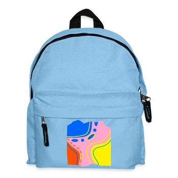 Abstraktes Farbfluss Kunstwerk - Kinder Rucksack - Hellblau - Vorne