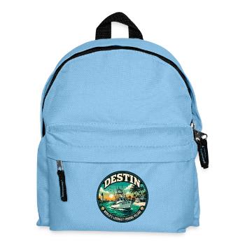 Destin Luckiest Fishing Village Retro Emblem - Kids' Backpack - light blue - Front