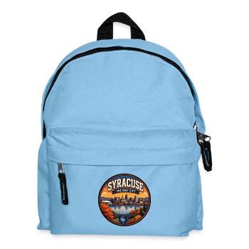 Syracuse The Salt City Retro Lake Skyline Badge - Kids' Backpack - light blue - Front