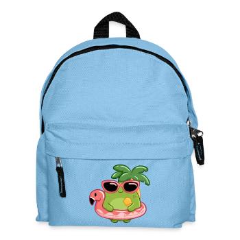 Sommerlicher Frosch mit Sonnenbrille und Flamingo  - Kinder Rucksack - Hellblau - Vorne