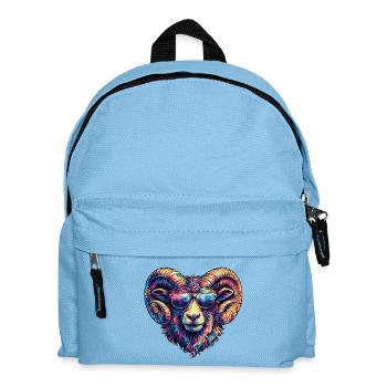 Colorful ram's head with sunglasses - Kids' Backpack - light blue - Front