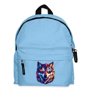 Colored wolf with sunglasses - Kids' Backpack - light blue - Front