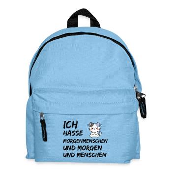 ICH HASSE MORGENMENSCHEN UND MORGEN UND MENSCHEN - Kinder Rucksack - Hellblau - Vorne