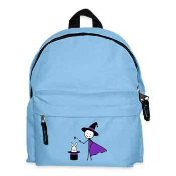 Stick figure as a magician conjures rabbit art - Kids' Backpack - light blue - Front