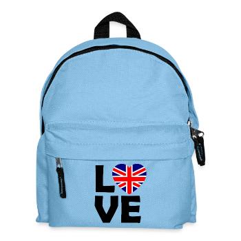 UK Flaggenherz - Kinder Rucksack - Hellblau - Vorne