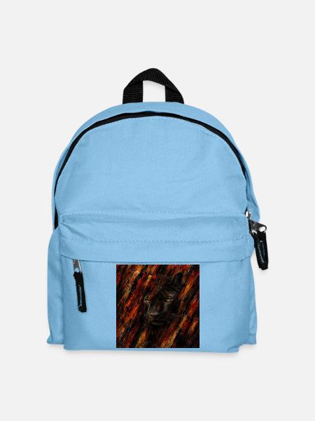 Abstrakter schwarzer Panther in bunten Flammen - Kinder Rucksack - Hellblau